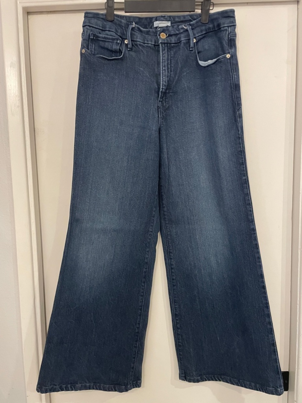 Good American Dark Blue Wide-Leg Jeans